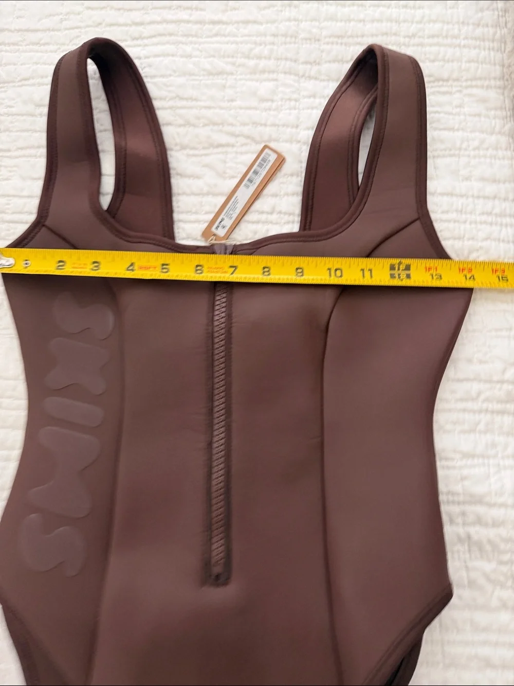 SKIMS Chocolate Brown Zip-Front One-Piece Swimsuit
